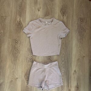 ALO Yoga Taupe Waffle Knit Top
